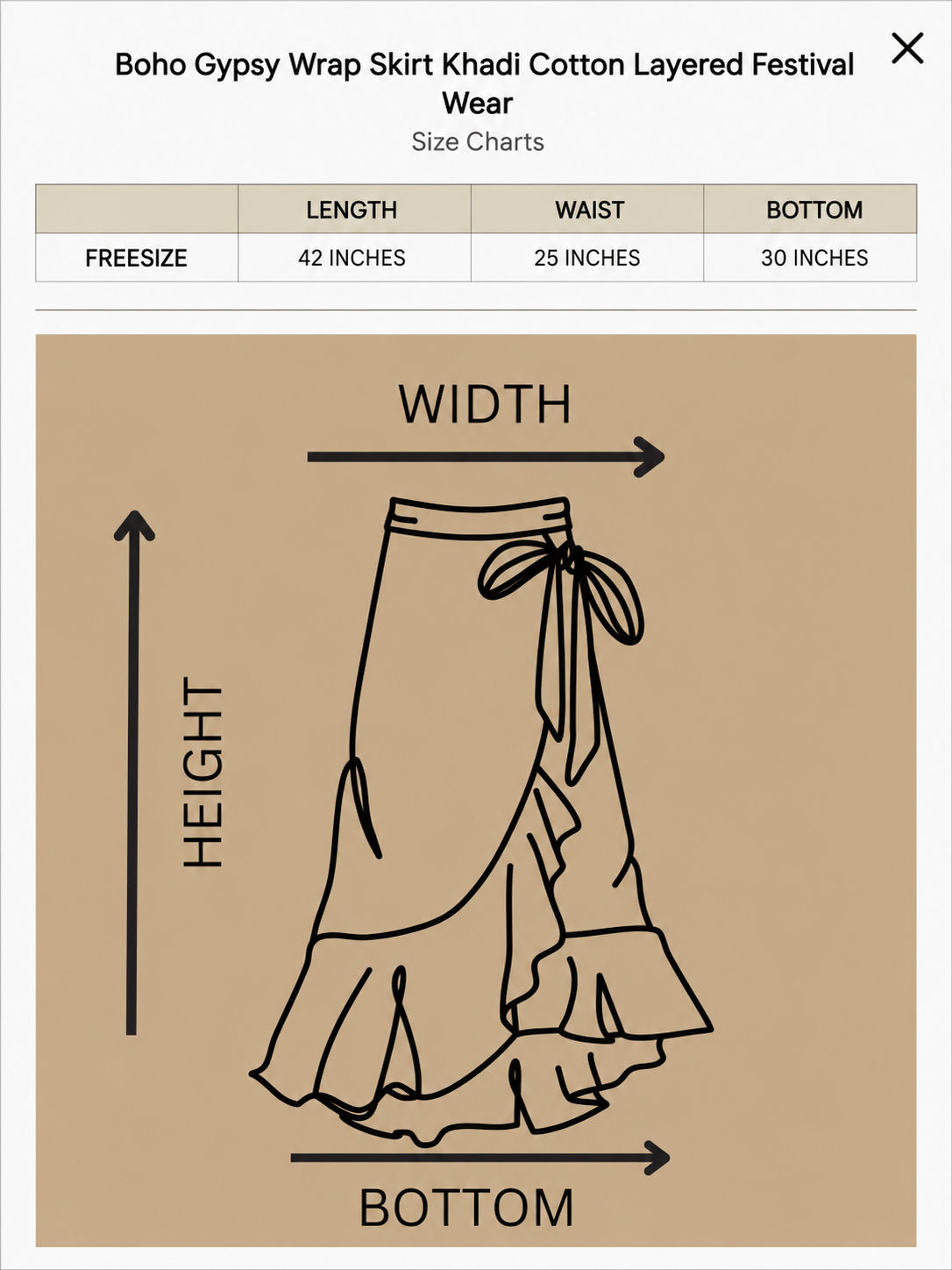 Boho Gypsy Wrap Skirt Khadi Cotton Layered Festival Wear
